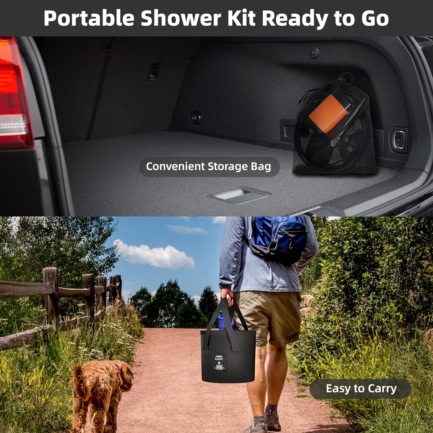 Portable Camping Shower, Upgrade 6000mAh Rechargeable Electric Shower Pump & 5 Gallon Collapsible Bucket, LED Display, Multiple Spray Modes, Portable Shower for Outdoor Camping Hiking (Orange) Portable Camping Shower, Upgrade 6000mAh Rechargeable Electric Shower Pump & 5 Gallon Collapsible Bucket, LED Display, Multiple Spray Modes, Portable Shower for Outdoor Camping Hiking (Orange)